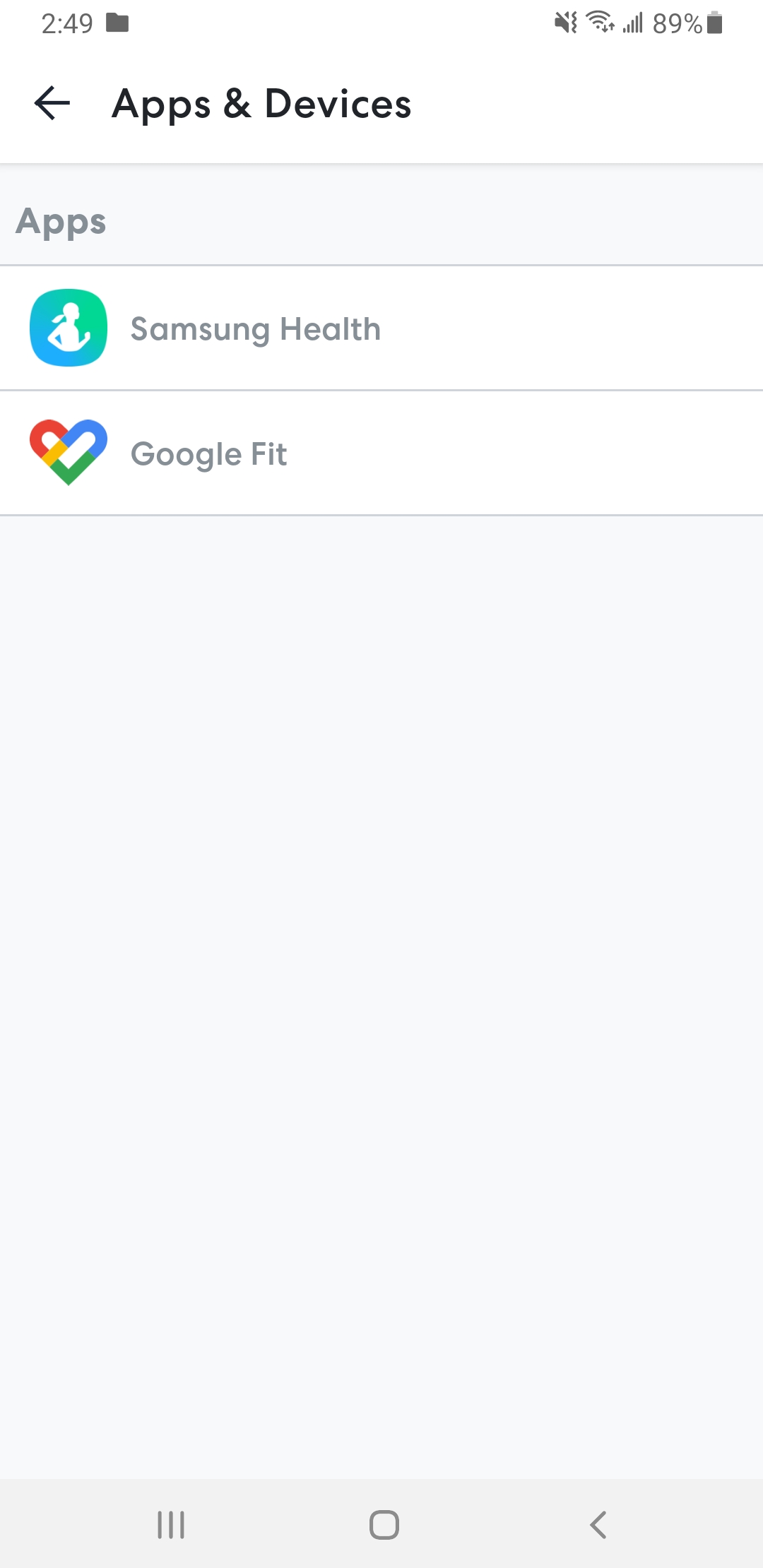 Google fit with online samsung health